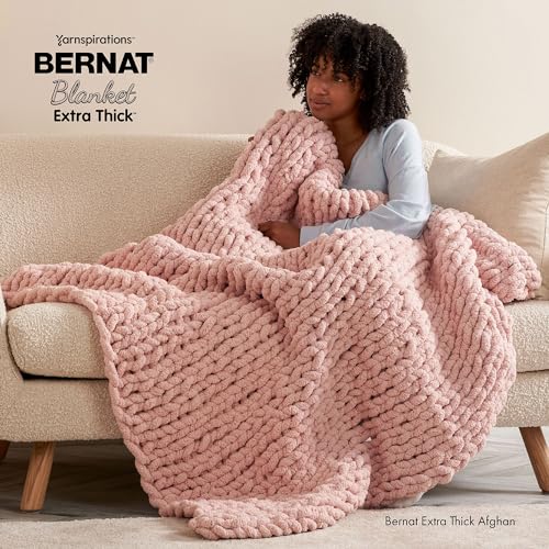511iimb83al 2.jpg Bernat Blanket Extra Thick Fog Blue Yarn for Knitting and Crocheting - Chunky Chenille Yarn - 100% Polyester - 1 Pack of