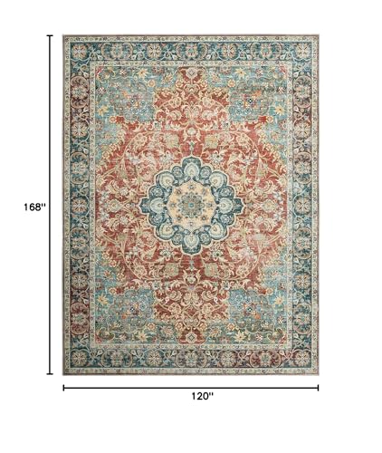 512 s eaevl.jpg HOMBYS 10x14 Brick Red Vintage Area Rug for Living Room and Bedroom HOMBYS 10x14 Brick Red Boho Floor Carpet for Indoor
