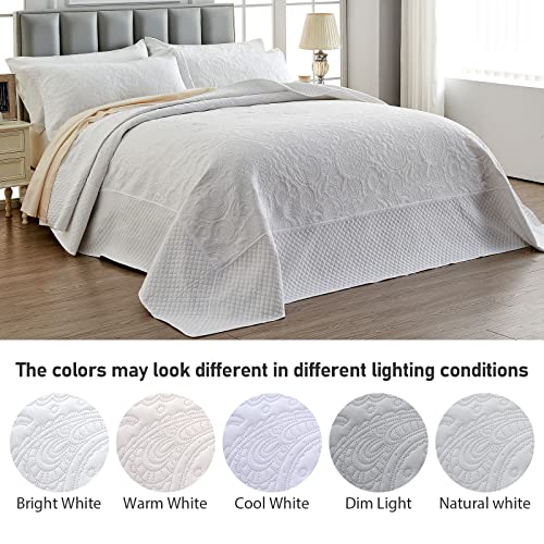 512ds5mcwsl.jpg Qucover White Oversized King Bedspread Soft Microfiber Lightweight California King Quilt for Warm Nights | Qucover W
