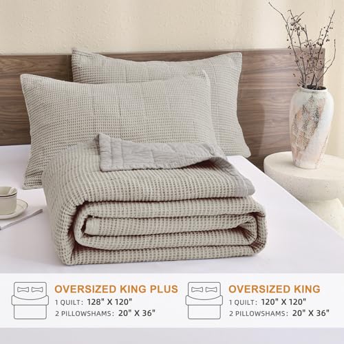 512grtabipl.jpg Sanracie Oversized King Bedspread 100% Cotton Waffle Weave Quilt for All Seasons | Sanracie Oversized King Bedspread