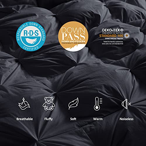 512o5n6zv5l.jpg Luxurious All-Season Goose Down Feather Fiber Comforter King Size Duvet Insert, Premium Baffle Box, 100% Egyptian Cotton