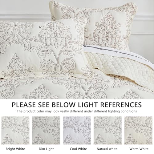 512wyj8g58l.jpg CHIXIN Oversized King/Cal King Bedspread - Lightweight & Beautiful Stitching - Luxury Damask Paisley Pattern - 128x120 I