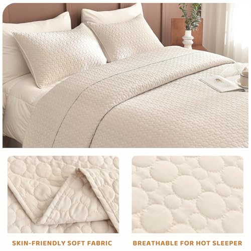 512zsni8tjl.jpg Sanracie Oversized King Quilt Bedding 128"x120" Lightweight Soft 100% Cotton Cal King Quilt Coverlet Set Wheat Colored f