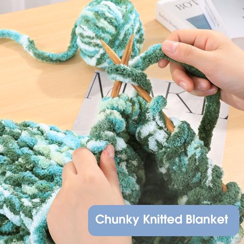 5134d1vm68l.jpg HOMBYS Super Bulky Plush Big 8 Pack Tie Dye Chunky Chenille Yarn for Arm Knitting | Fluffy Soft Jumbo Crocheting Che