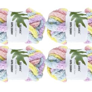 DDL&HEXI Soft Polyester Jumbo Knitting Yarn for Hand Knitting and Crochet (4 Pack, 226g per Bag) DDL&HEXI Jumbo Knitting