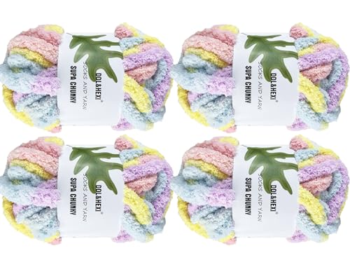 5137fq9s7fl.jpg DDL&HEXI Soft Polyester Jumbo Knitting Yarn for Hand Knitting and Crochet (4 Pack, 226g per Bag) DDL&HEXI Jumbo Knitting