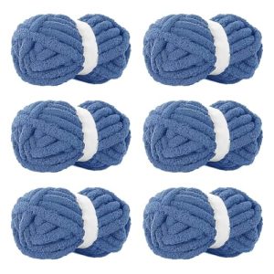 Country Blue Bulky Chunky Chenille Yarn for Hand Knitting Country Blue Extra Bulky Chunky Yarn for DIY Blankets Coun
