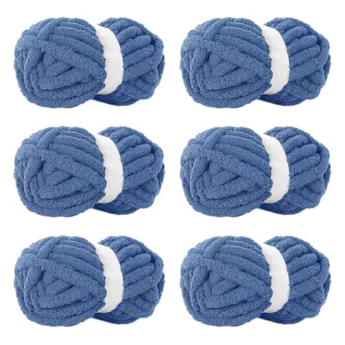 513rdzpvobl.jpg Country Blue Bulky Chunky Chenille Yarn for Hand Knitting Country Blue Extra Bulky Chunky Yarn for DIY Blankets Coun