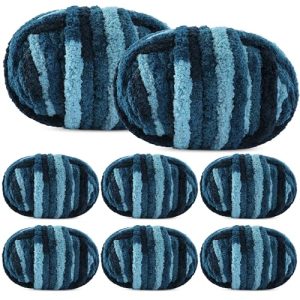 MABOZOO Dark Blue Chunky Chenille Yarn for Home Décor and Hand Knitting
