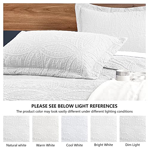 51552jdohkl.jpg Love's cabin King Size Quilt Set - Modern Style Coin Pattern Bedspreads for All Seasons - Soft Lightweight Microfiber Wh
