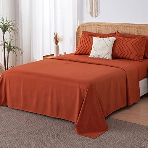 515v0fkwa9l.jpg Litanika Burnt Orange Oversized King Bed in a Bag Set - 7 Pieces Boho Tufted Comforter, Sheets, Pillowcases & Shams