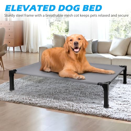 515dlu05col 1.jpg Heeyoo Cooling Raised Pet Cot for Dogs | Chew Proof Washable Breathable Mesh Dog Bed | Portable No-Slip Feet Dog Be