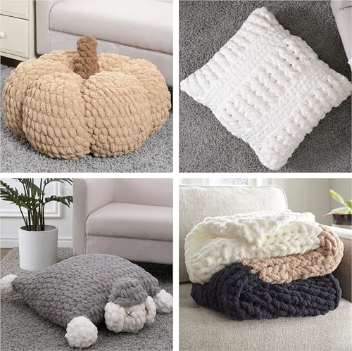 515e4uofdvl.jpg Catherine Chunky Chenille Yarn, 2 Pack, White, 41 Yards Each, Gauge 7 Jumbo
