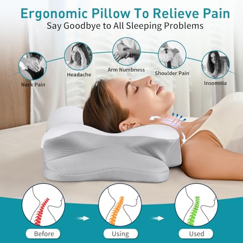 515imy4akgl.jpg Pain Relief Ergonomic Cervical Pillow for Side Sleepers | Cooling Memory Foam Pillow for Neck Support and Pain Relie