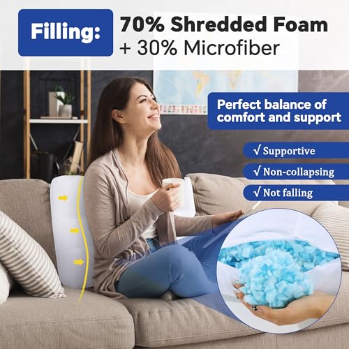 515y95ehp2l.jpg HOMBYS Shredded Memory Foam Waist Cushion, Lumbar Support for Sofa & Couch, 27.5x18 inches