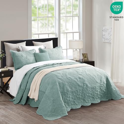 516ohsc jxl.jpg HZ & HY Oversized King Bedspread - Gorgeous & Elegant Style Bedding Coverlets, Reversible, Lightweight, 5 Piece, King/Ca