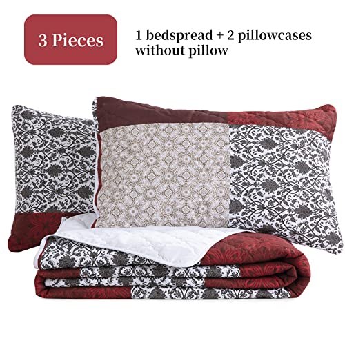 516oqm9a kl.jpg HOMBYS 128x120 Oversized King Bedspread Red&White&Brown HOMBYS Lightweight & Soft Oversized King Quilt Set Red&White&Bro
