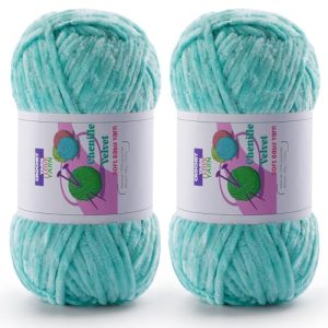 Mint Green 2 Skeins Fluffy Chunky Yarn for Crocheting and Knitting