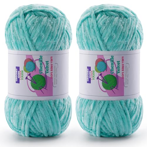 516sl8jwnpl.jpg Mint Green 2 Skeins Fluffy Chunky Yarn for Crocheting and Knitting