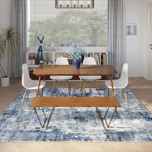 516xorka l 1.jpg Boho Rug Washable Large Area Rug Non-Slip Non-Shedding Faux Wool for Living Room, Farmhouse, Blue Boho Rug Washable Soft