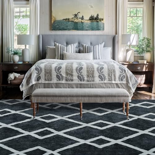 516bowo16rl.jpg HOMBYS 9 x 12 ft Moroccan Style Area Rug for Living Room and Bedroom, Large Geometric Boho Non-Slip Floor Carpet | H