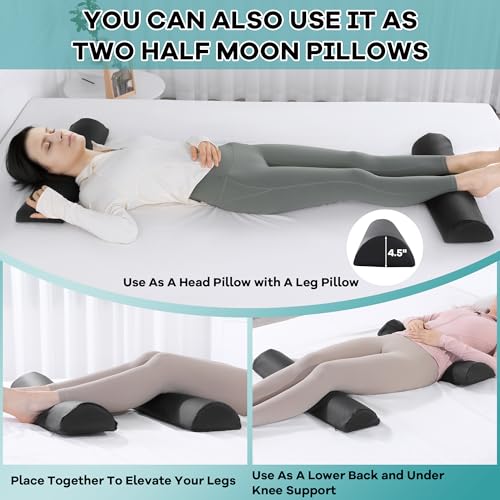 516egldcafl.jpg HOMBYS Massage Bolster Pillow, Adjustable to 2 Half Moon Pillows, Lumber & Neck Support, PU Leather Fabric Waterproof-9i