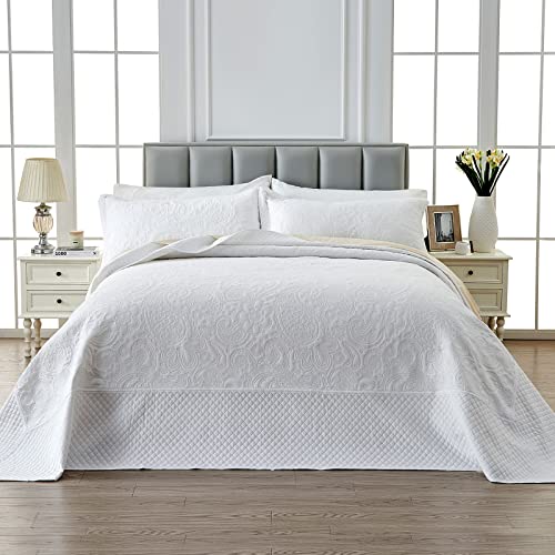516iihep8al.jpg Qucover White Oversized King Bedspread Soft Microfiber Lightweight California King Quilt for Warm Nights | Qucover W