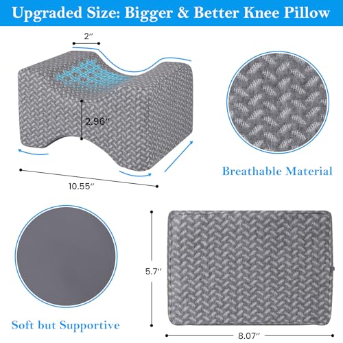 516u026w3kl 1.jpg BlissTrends Memory Foam Knee Pillow for Side Sleepers: Promotes Blood Circulation, Aligns Spine, Relieves Sciatica and J