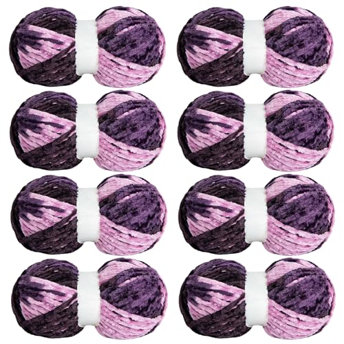517wfyimmnl 1.jpg HOMBYS Soft Plush Baby Blanket Yarn for Knitting and Crocheting, Purple Pink Tie Dye (8x91yds, 8x100g) | HOMBYS Fluf