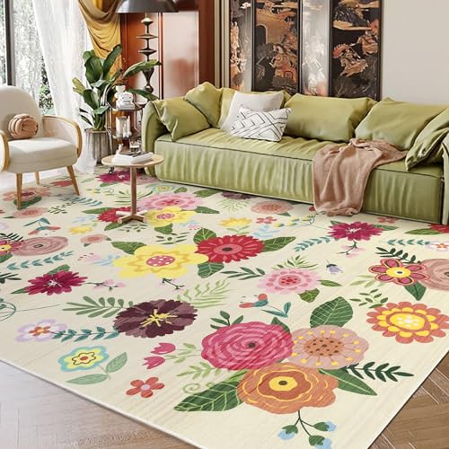 517bxom gnl 1.jpg HOMBYS 8x10ft Floral Vintage Area Rug for Living Room and Bedroom