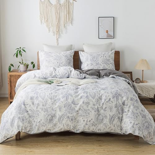 517jato9kyl.jpg HoneiLife King Duvet Cover Set - Soft & Breathable 100% Cotton Comforter Cover for Herbs, Floral Design, with Zipper Clo