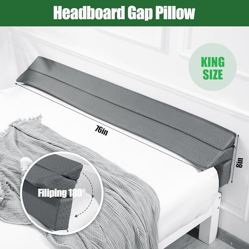 517nqjyj8l.jpg High Density Foam Bed Wedge Pillow for Headboard and Gap Filler, King Size, Dark Grey OEKO-TEX STANDARD 100 | Headboard