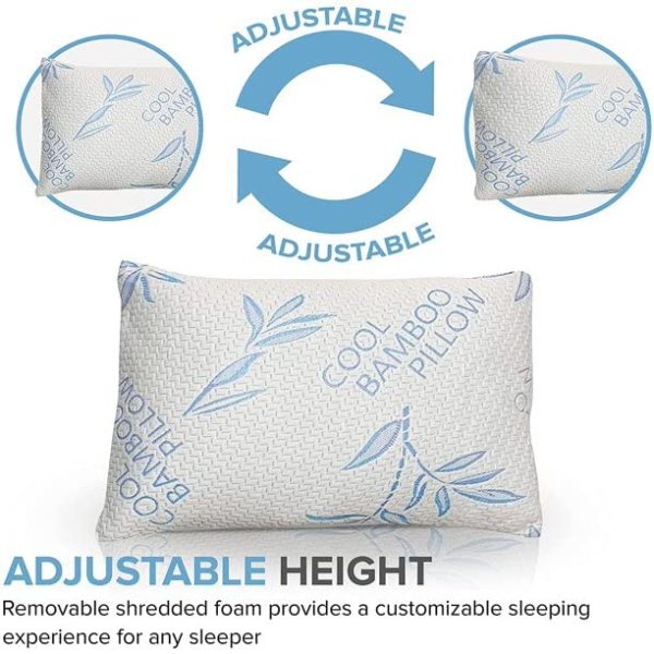 2 Pack King Size Bamboo Derived Rayon Cooling Memory Foam Pillow
