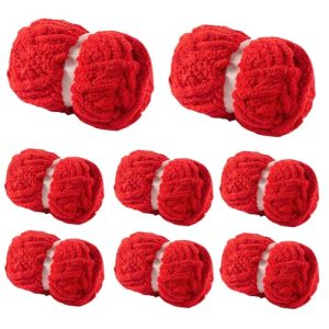 Chunky Fluffy Yarn 8 Pack for Knitting & Crocheting(Red 28yds 8oz Each)