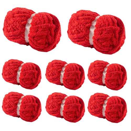 5186uyivcwl.jpg Chunky Fluffy Yarn 8 Pack for Knitting & Crocheting(Red 28yds 8oz Each)