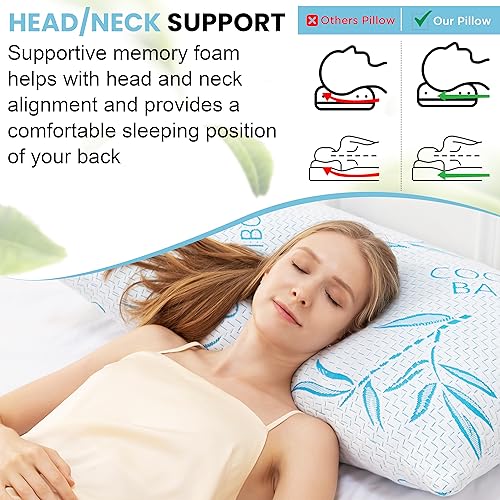 5186npkjjfl 2.jpg King Size Rayon Derived from Bamboo Pillows for Cooling Sleep, Removable/Washable Cover, Adjustable Support (2 Pack) K
