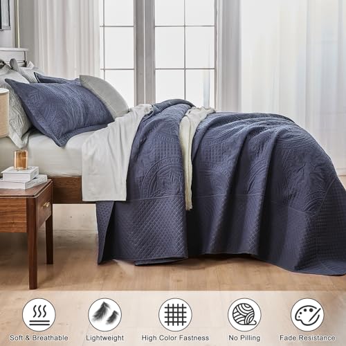 5189meerpcl.jpg Qucover Alaska King Bedspread 132x120, 3 Piece Soft Microfiber Lightweight Oversized Quilts Set | Qucover Vintage Pe