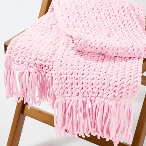 518hlx2thrl.jpg INNDUN Pink Chenille Yarn 6 Super Bulky 72 Yards Knitting Crocheting Crafts