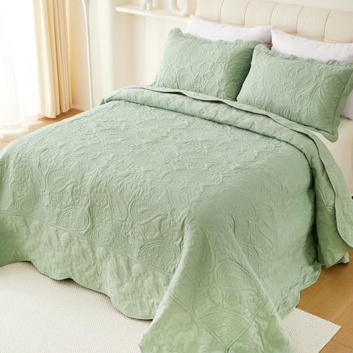 518opktkl4l.jpg EVENHUG Oversized King Quilt California King Size Lightweight Bedding Set for All Seasons (Sage Green 120"x128") EVENH