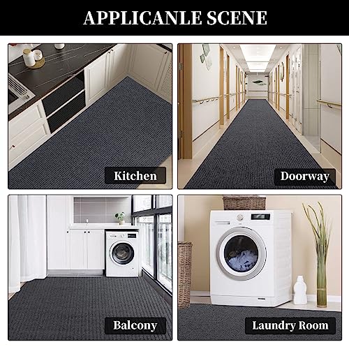 518lbnkp 8l 1.jpg HOMBYS Non-Slip Kitchen Entryway Runner Rug - Dark Grey, Indoor/Outdoor 3x6 ft | HOMBYS Hallway Area Rug - Dark Grey