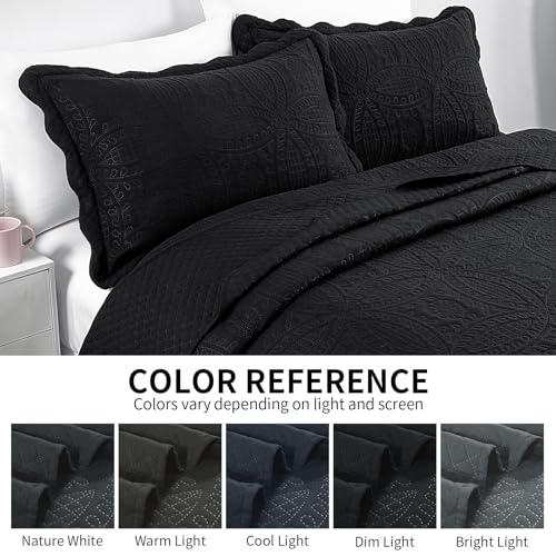 519emx0rdll.jpg Oversized King Bedspreads for Extra Wide & Lightweight Protection, Soft & Durable Coverlet Set for All Seasons, 3 PCS Bl