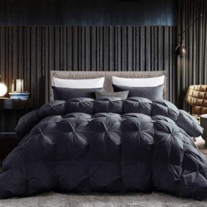 Luxurious All-Season Goose Down Feather Fiber Comforter King Size Duvet Insert, Premium Baffle Box, 100% Egyptian Cotton