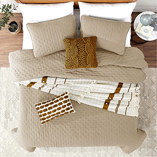 519vbtbsawl.jpg ROARINGWILD Oversized King Quilt Sets for Men and Women, Beige California King Size Lightweight Soft Bedding, Tan Cream