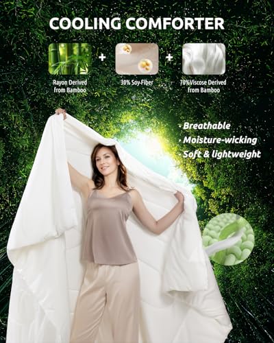 519yabucsxl 1.jpg Shilucheng Cooling Comforter Queen Size, 100% Viscose Derived from BambooShell, Breathable Soy Fiber and Bamboo Fill Duv