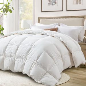 Ultra-Soft Down Feather Comforter for King Size Bed, Luxurious Hotel Collection White | Noiseless 700 Filling Power