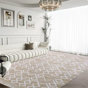 HOMBYS 10 x 14 ft Moroccan Style Area Rug for Living Room and Bedroom, Large Taupe Boho Non-Slip Floor Carpet for Indoor