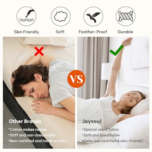 51aocpj2vgl 2.jpg Joysoul All Season Ultra Soft California King Size Down Comforter - Luxury Hotel Cream Duvet Insert with Corner Tabs (10