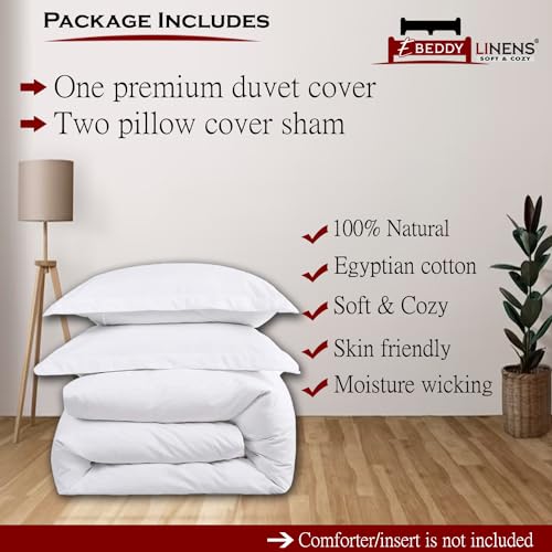 51b5miwdcal 1.jpg Egyptian Cotton Duvet Cover Set for Super King Size Bed with Zipper Closer & Corner Ties, Soft & Cozy Comforter Cover