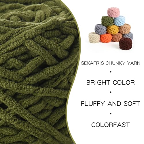 51b7tjtuydl.jpg Chunky Chenille Yarn for Crocheting - 100g Baby Yarn Army Green - Velvet Yarns