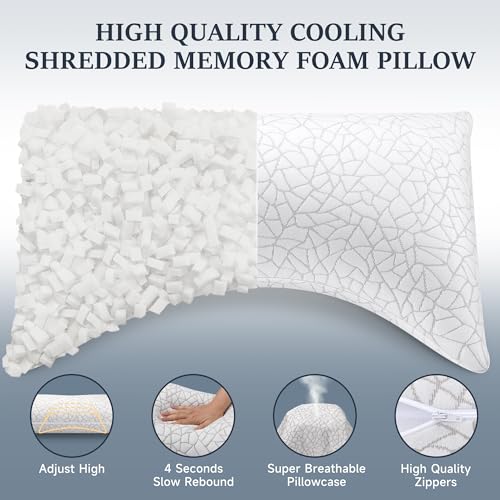 51b7fjvsgml.jpg COZSINOOR Side Sleeper Pillows Queen Size Set of 2 for Back and Stomach Sleepers - Crescent Adjustable Shredded Memory F